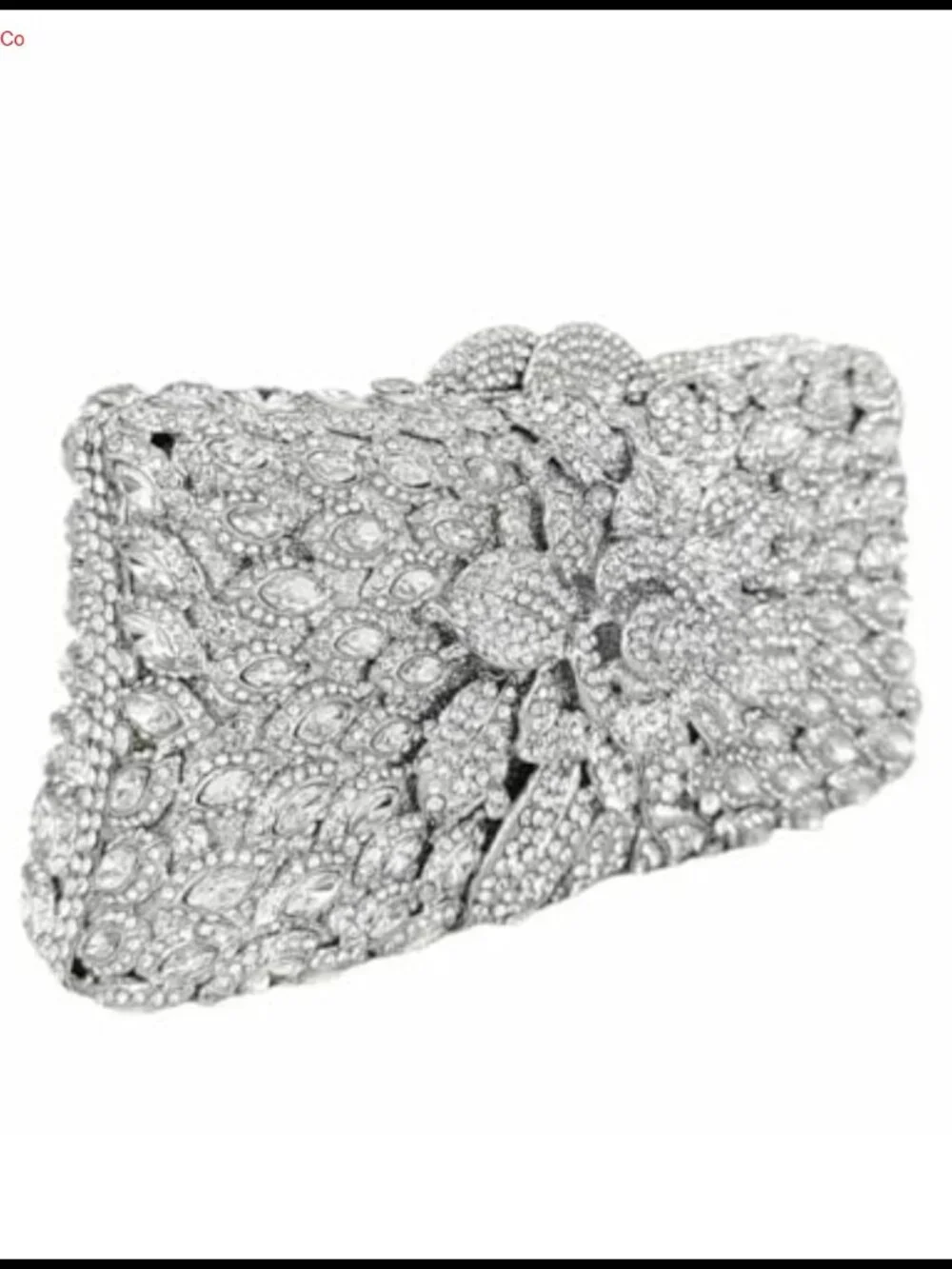 Rhinestone Floral Evening Clutch with Detachable Chain Faux PU Lining